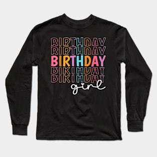 Retro Birthday for Girl Party Tee for Princess Girl Birthday Long Sleeve T-Shirt